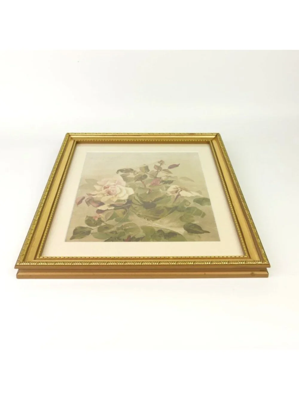 Antique 1889 Louis Prang Chromolithograph Pink Roses Ellen Thayer Fisher Framed